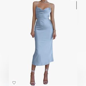 Light Blue, Satin Dress, Size Medium, Stretchy Fit, Formal Occasion, Worn Once!